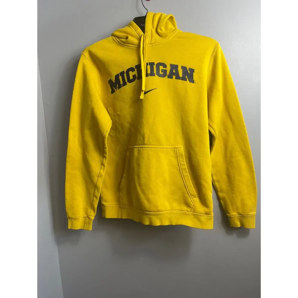 Vintage Nike University of Michigan Hoodie Center Swoosh Yellow  Wolverines Y2K